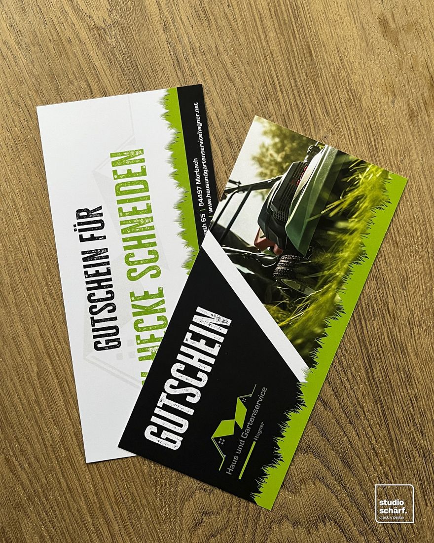 Gutscheinkarten für den Haus- und Gartenservice Hagner